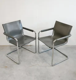 Hot Pamono Set of Bauhaus Leather Visitor Chairs by Mart Stam for Matteo Grassi, 1970s
