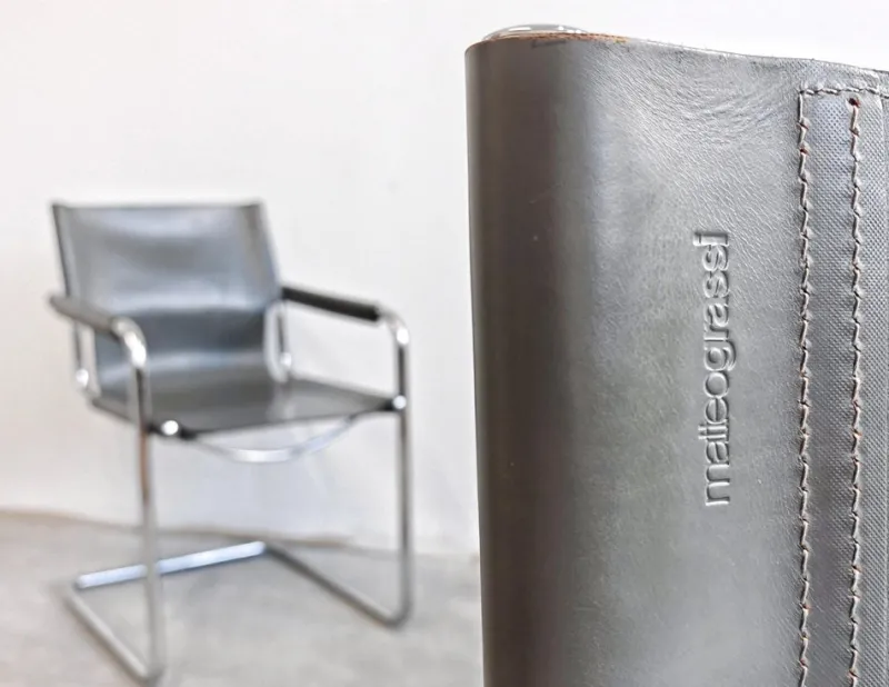 Hot Pamono Set of Bauhaus Leather Visitor Chairs by Mart Stam for Matteo Grassi, 1970s