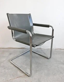 Hot Pamono Set of Bauhaus Leather Visitor Chairs by Mart Stam for Matteo Grassi, 1970s