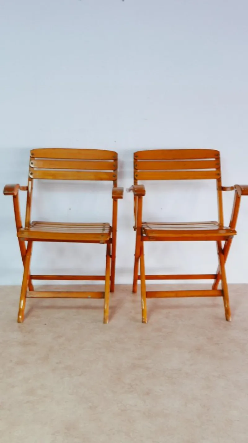 Pamono Set of Beech Wood Garden Armchairs by Sollinger, Germany, 1940> Garden Seating