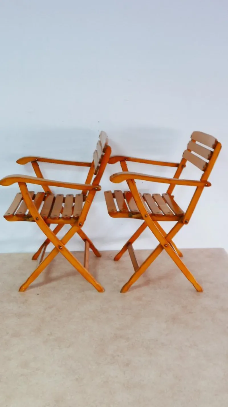 Pamono Set of Beech Wood Garden Armchairs by Sollinger, Germany, 1940> Garden Seating