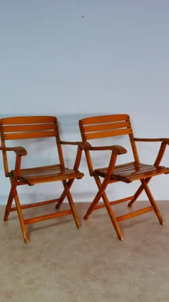 Pamono Set of Beech Wood Garden Armchairs by Sollinger, Germany, 1940><noscript><img width=