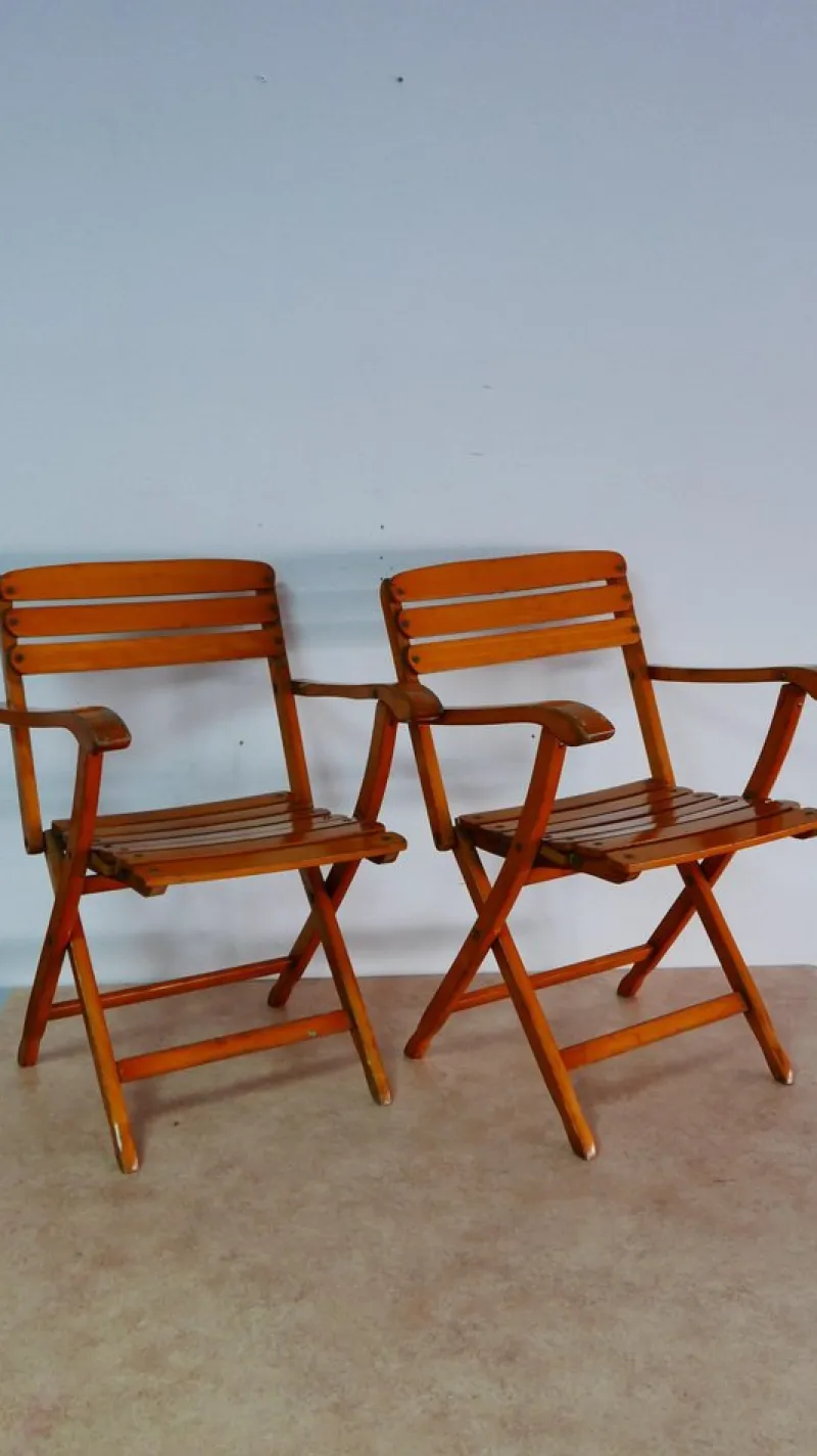 Pamono Set of Beech Wood Garden Armchairs by Sollinger, Germany, 1940> Garden Seating