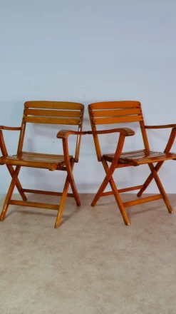 Pamono Set of Beech Wood Garden Armchairs by Sollinger, Germany, 1940><noscript><img width=