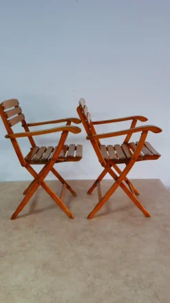 Pamono Set of Beech Wood Garden Armchairs by Sollinger, Germany, 1940><noscript><img width=