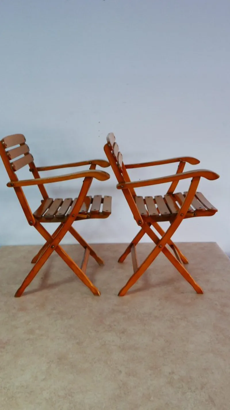 Pamono Set of Beech Wood Garden Armchairs by Sollinger, Germany, 1940> Garden Seating