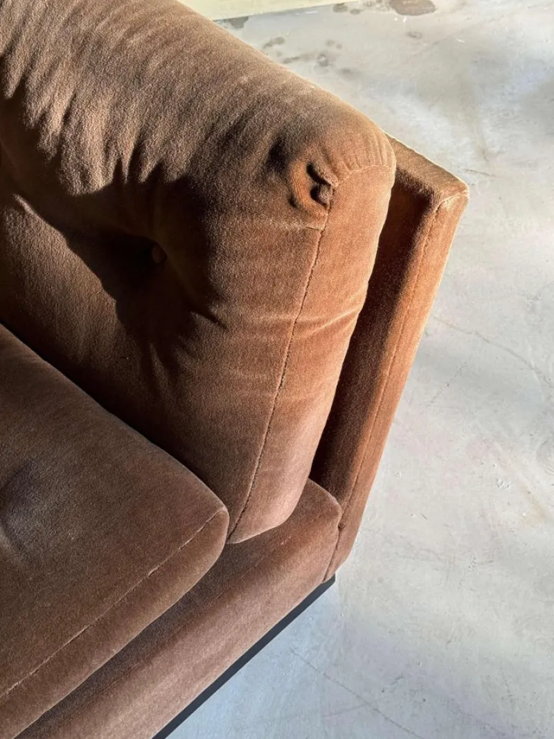 New Pamono Set of Brown Velvet Sofa and Lounge Chair by Paolo Caliari for Cassina, 1960s