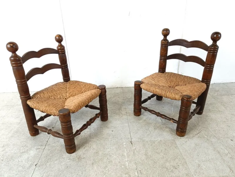 Pamono Set of Brutalist Children Chairs in the style of Charles Dudouyt, 1960s> Children's Chairs