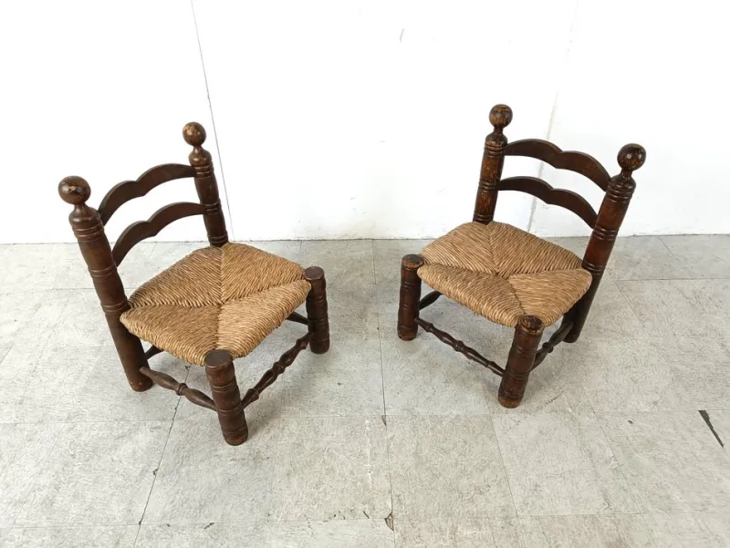 Pamono Set of Brutalist Children Chairs in the style of Charles Dudouyt, 1960s> Children's Chairs