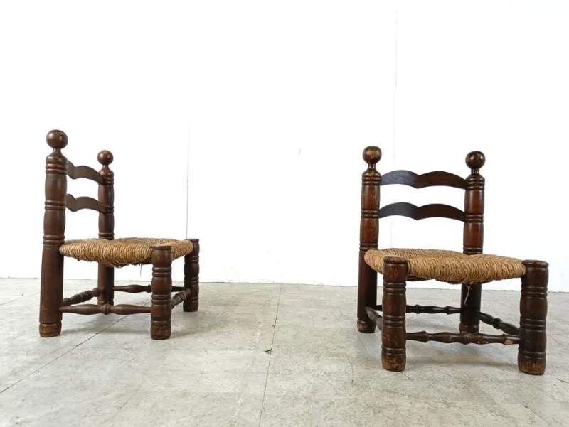 Pamono Set of Brutalist Children Chairs in the style of Charles Dudouyt, 1960s> Children's Chairs