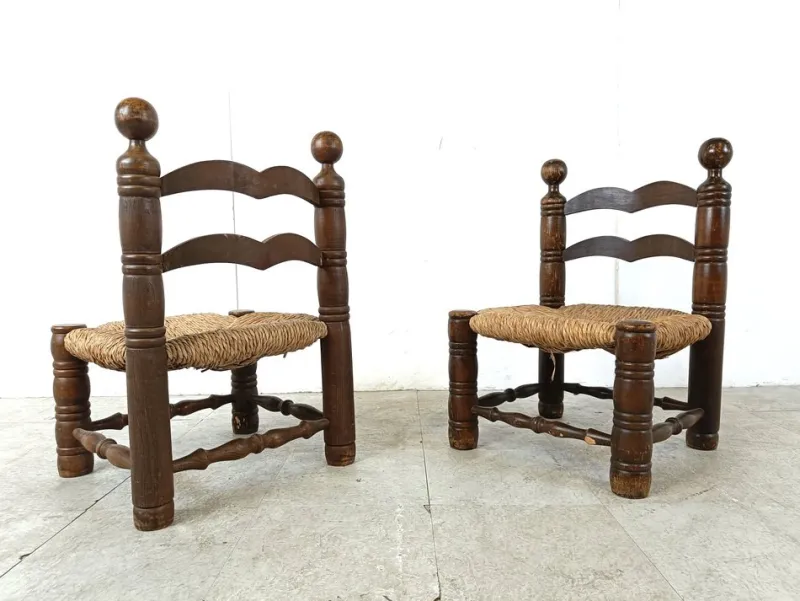 Pamono Set of Brutalist Children Chairs in the style of Charles Dudouyt, 1960s> Children's Chairs