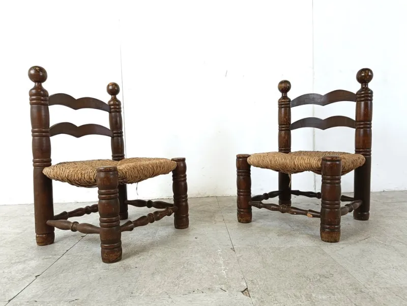 Pamono Set of Brutalist Children Chairs in the style of Charles Dudouyt, 1960s> Children's Chairs