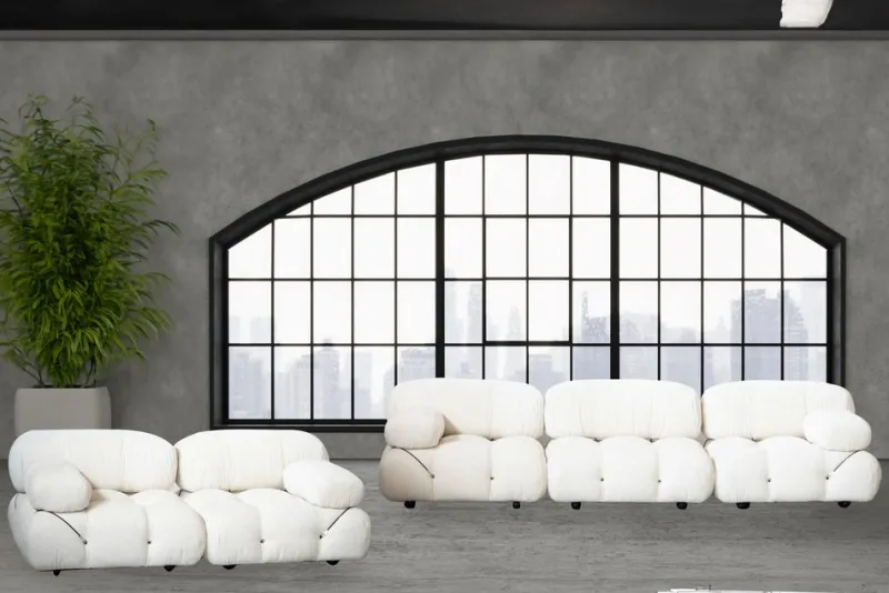 New Pamono Set of Camaleonda Living Room Set in Bouclé Fabric by Mario Bellini for B&b Italia / C&b Italia, 1970s