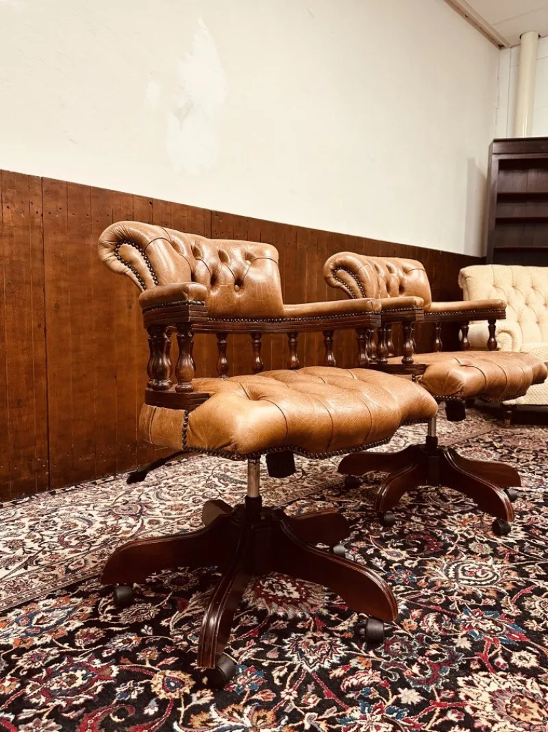 Pamono Set of Chesterfield English Captain Chairs> Office Chairs