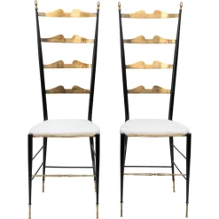 Pamono Set of Chiavarine Chairs in Brass and Metal, 1950s> Side Chairs & Dining Chairs