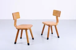 Pamono Set of Children's Chairs in Beech Wood by VD Woude, 1950s> Children's Chairs