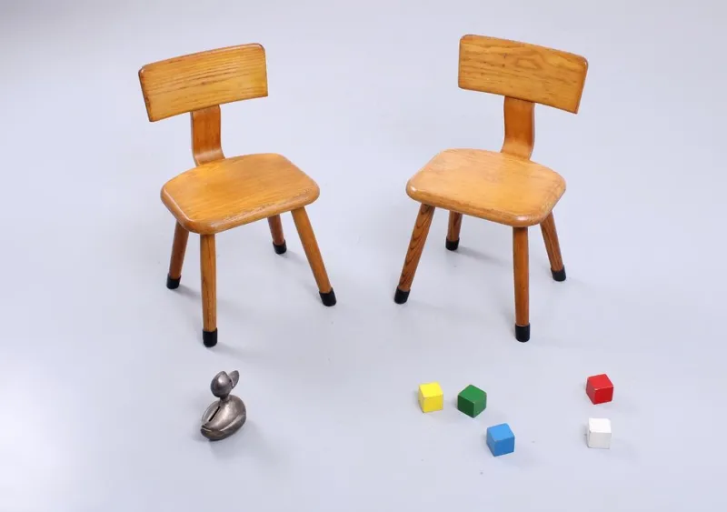 Pamono Set of Children's Chairs in Beech Wood by VD Woude, 1950s> Children's Chairs