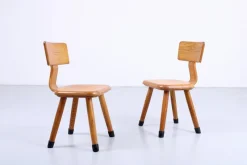 Pamono Set of Children's Chairs in Beech Wood by VD Woude, 1950s><noscript><img width=