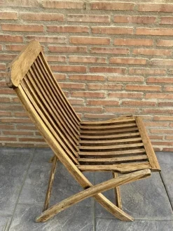 Pamono Set of Cunard Line Teak Slat Back Deck Folding Chair from Scan Com, 1960s><noscript><img width=