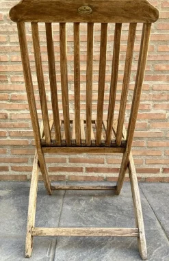 Pamono Set of Cunard Line Teak Slat Back Deck Folding Chair from Scan Com, 1960s><noscript><img width=