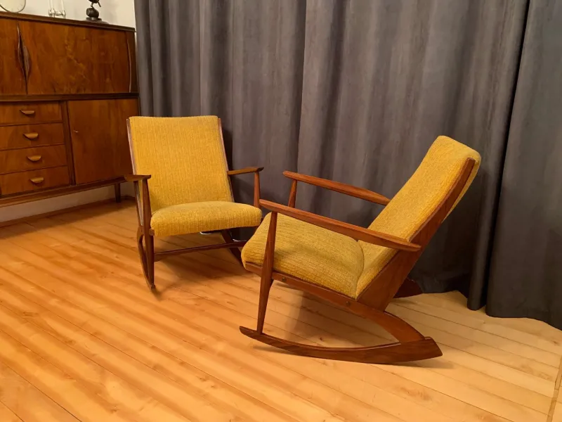 Pamono Set of Danish Rocking Chairs by Georg Jensen for Kubus Furniture, 1950s