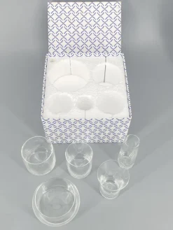 Pamono Set of Drinking Glasses by Joe Colombo for Progetti, in the Original Packaging, Italy 1960s, Set of 5> Glassware