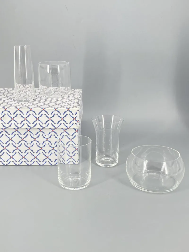 Pamono Set of Drinking Glasses by Joe Colombo for Progetti, in the Original Packaging, Italy 1960s, Set of 5> Glassware