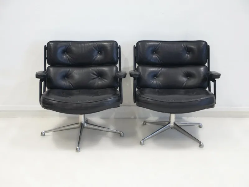 Clearance Pamono Set of Executive Chairs in Black Leather by Charles and Ray Eames, 1960s