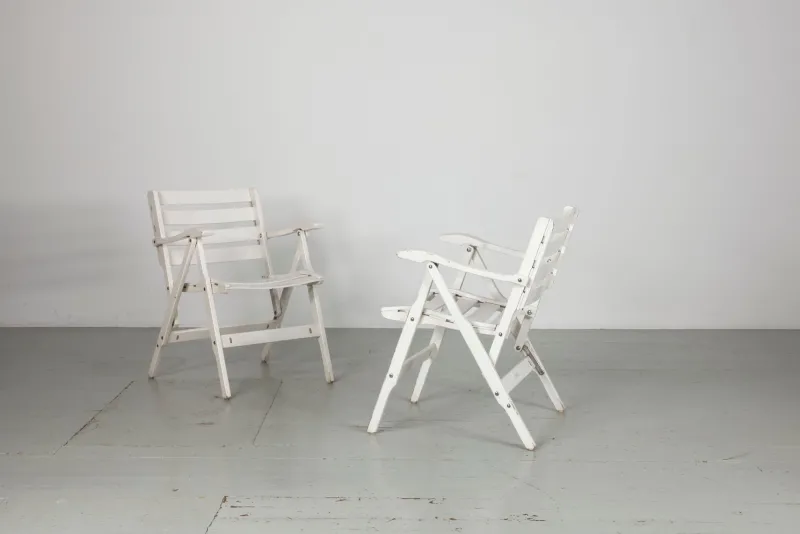 Online Pamono Set of Folding White Garden Chairs by Fratelli Reguitti, Italy, 1950s