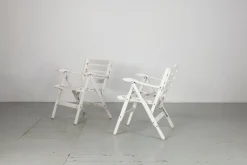 Online Pamono Set of Folding White Garden Chairs by Fratelli Reguitti, Italy, 1950s