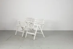 Online Pamono Set of Folding White Garden Chairs by Fratelli Reguitti, Italy, 1950s