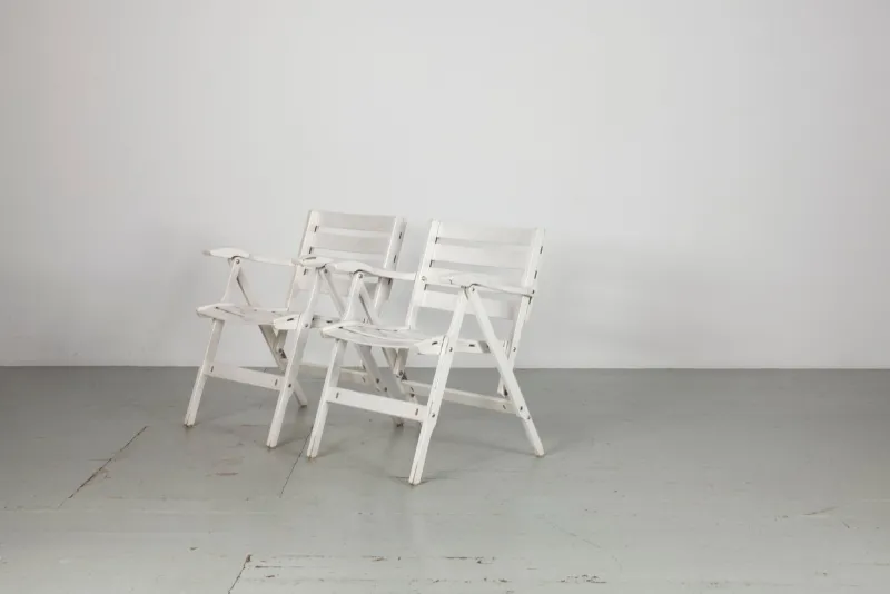 Online Pamono Set of Folding White Garden Chairs by Fratelli Reguitti, Italy, 1950s