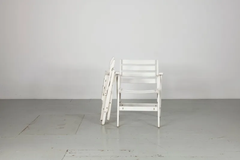 Online Pamono Set of Folding White Garden Chairs by Fratelli Reguitti, Italy, 1950s