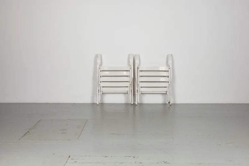 Online Pamono Set of Folding White Garden Chairs by Fratelli Reguitti, Italy, 1950s