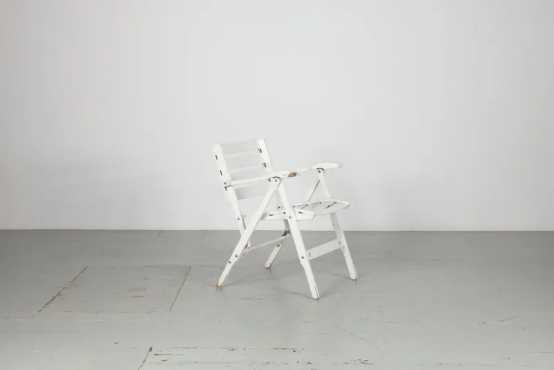 Online Pamono Set of Folding White Garden Chairs by Fratelli Reguitti, Italy, 1950s