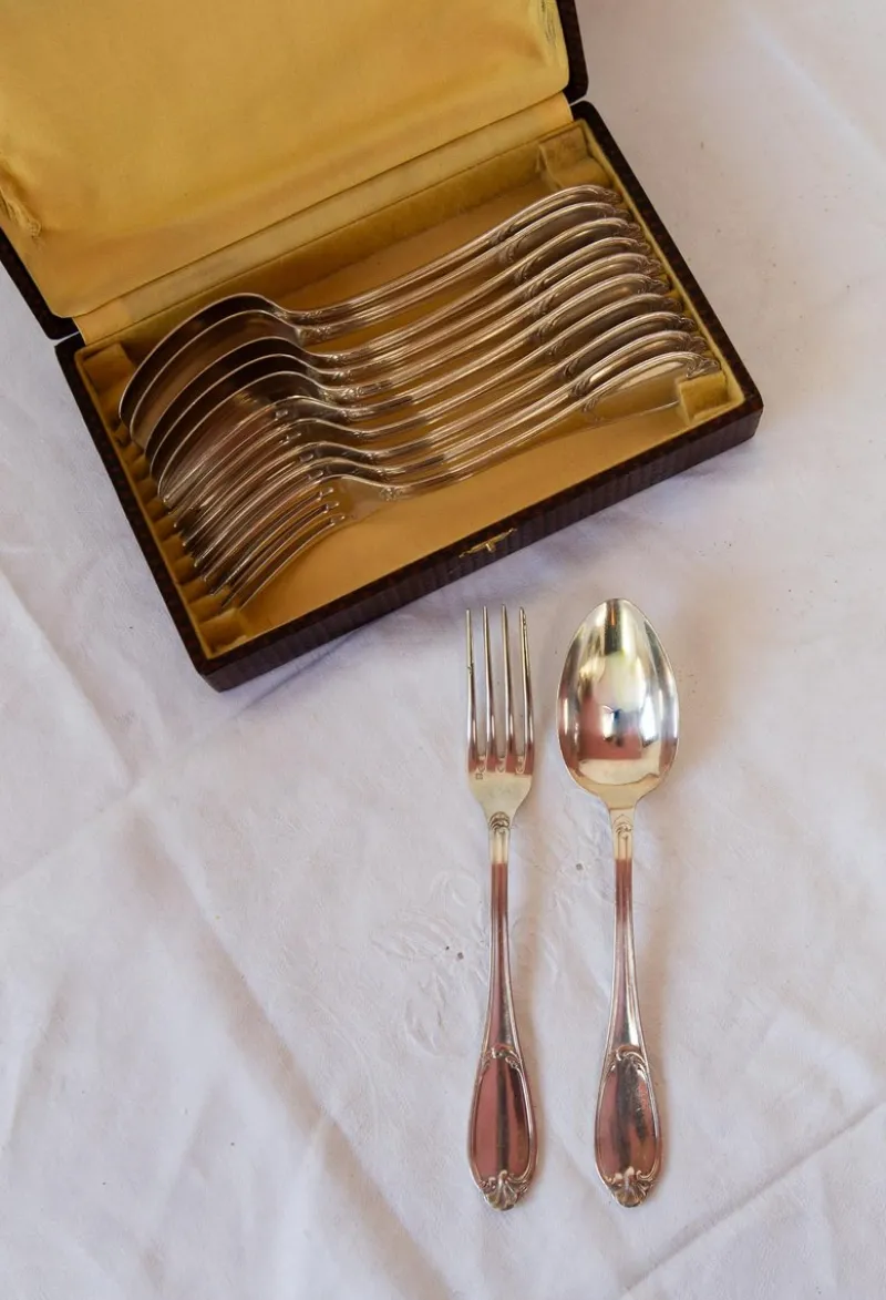 Pamono Set of French Cutlery by Ercuis, Set of 12> Cutlery & Serving Utensils