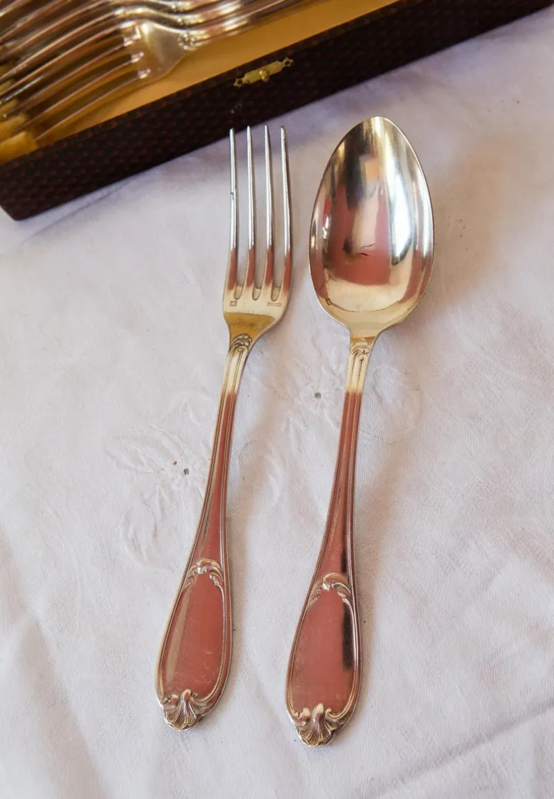 Pamono Set of French Cutlery by Ercuis, Set of 12> Cutlery & Serving Utensils