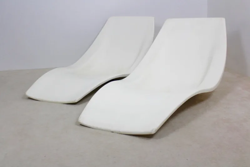 Pamono Set of French Polyester Patio or Pool Side Chaise Longues, 1960s> Garden Seating