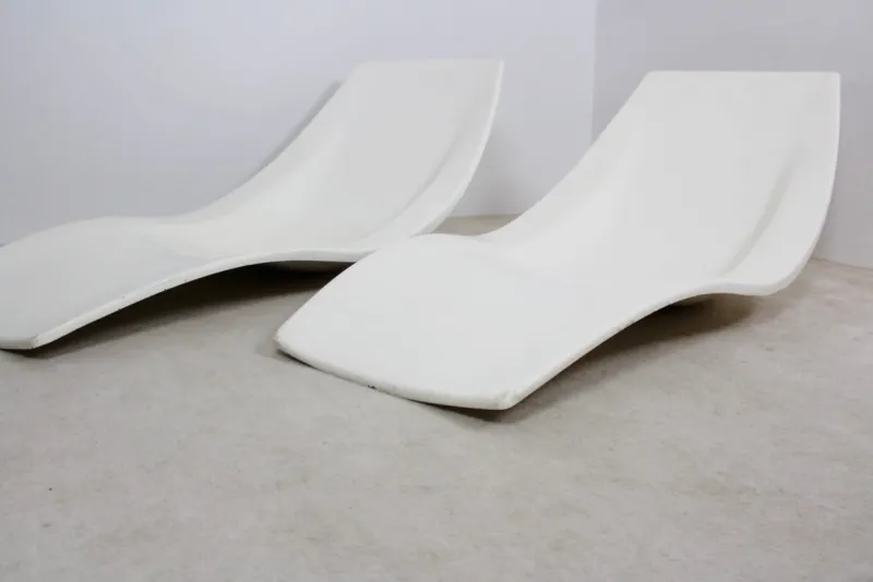 Pamono Set of French Polyester Patio or Pool Side Chaise Longues, 1960s> Garden Seating