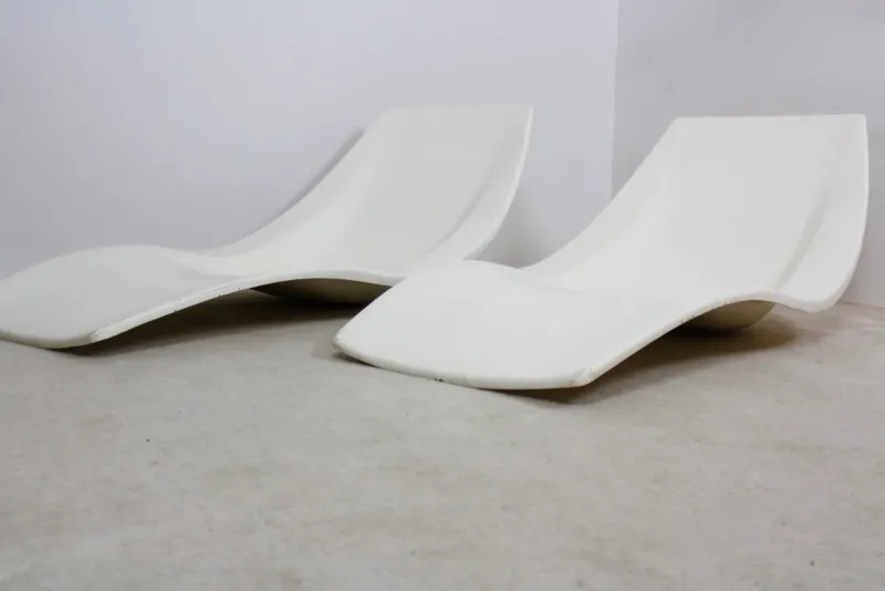 Pamono Set of French Polyester Patio or Pool Side Chaise Longues, 1960s> Garden Seating
