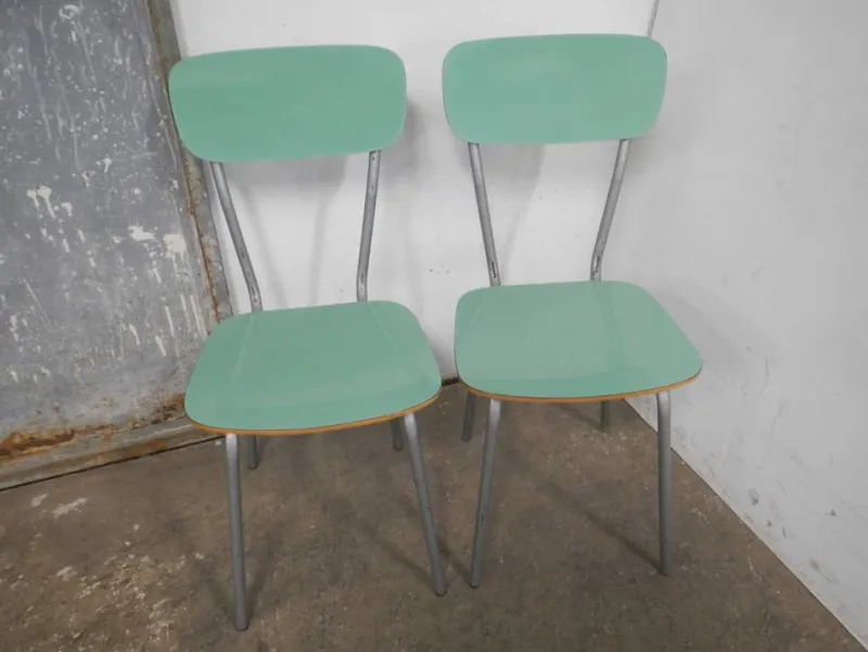 Sale Pamono Set of Green Formica Chairs, 1960s