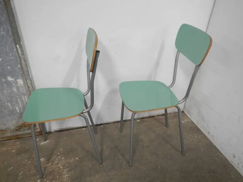 Sale Pamono Set of Green Formica Chairs, 1960s