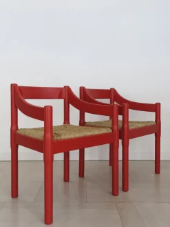 Pamono Set of Italian Chairs Model Carimate Design by Vico Magistretti for Cassina, 1960s> Side Chairs & Dining Chairs
