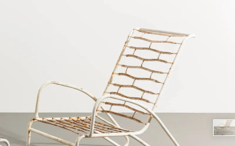 Pamono Set of Italian Deck Chair with Ottoman, 1950s> Garden Seating