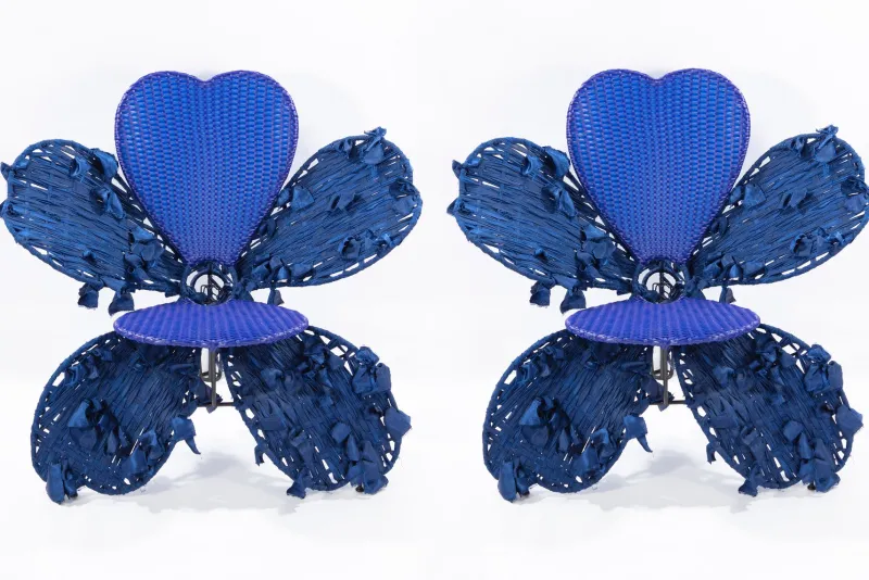 Pamono Set of Italian Modern Iron and Textile Garden Chairs by Spazzapan, 1990s