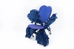 Pamono Set of Italian Modern Iron and Textile Garden Chairs by Spazzapan, 1990s