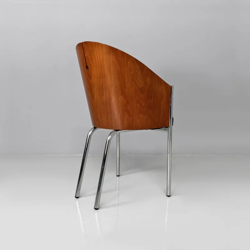 Pamono Set of Italian Modern Wood Metal and Leather King Costes Chairs by Philippe Starck, 1984> Office Chairs