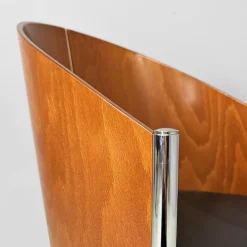 Pamono Set of Italian Modern Wood Metal and Leather King Costes Chairs by Philippe Starck, 1984><noscript><img width=