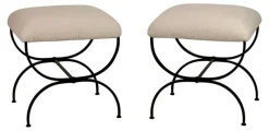 Best Pamono Set of Large Strapontin Shearling Stools by Atelier Cabanel