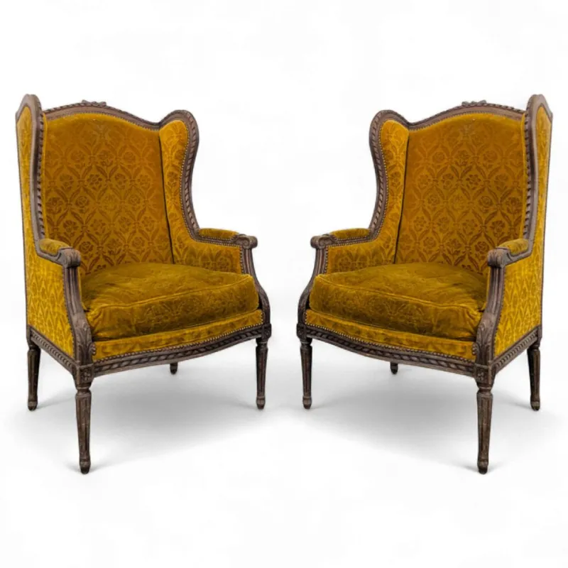 Pamono Set of Louis XVI Style Wing Chairs> Lounge Chairs & Armchairs